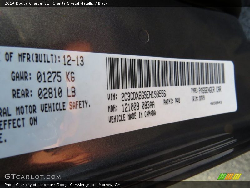 Granite Crystal Metallic / Black 2014 Dodge Charger SE