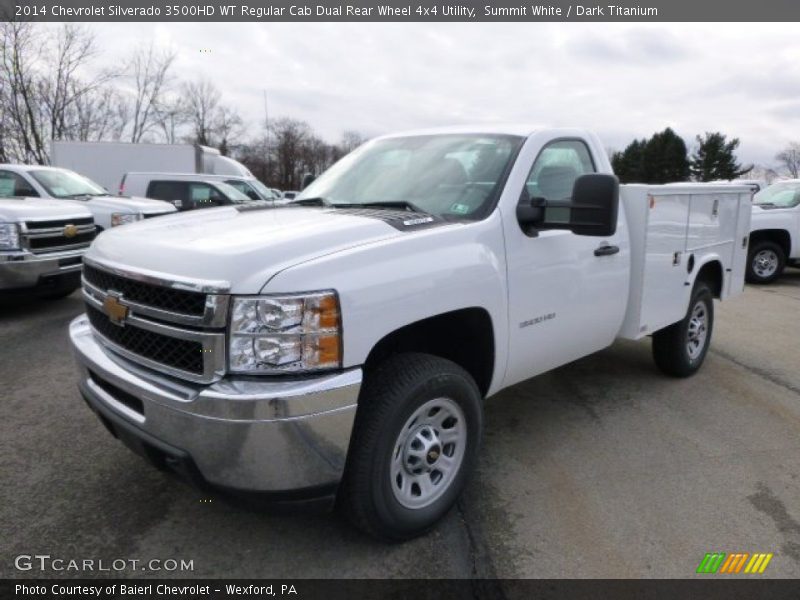 Summit White / Dark Titanium 2014 Chevrolet Silverado 3500HD WT Regular Cab Dual Rear Wheel 4x4 Utility