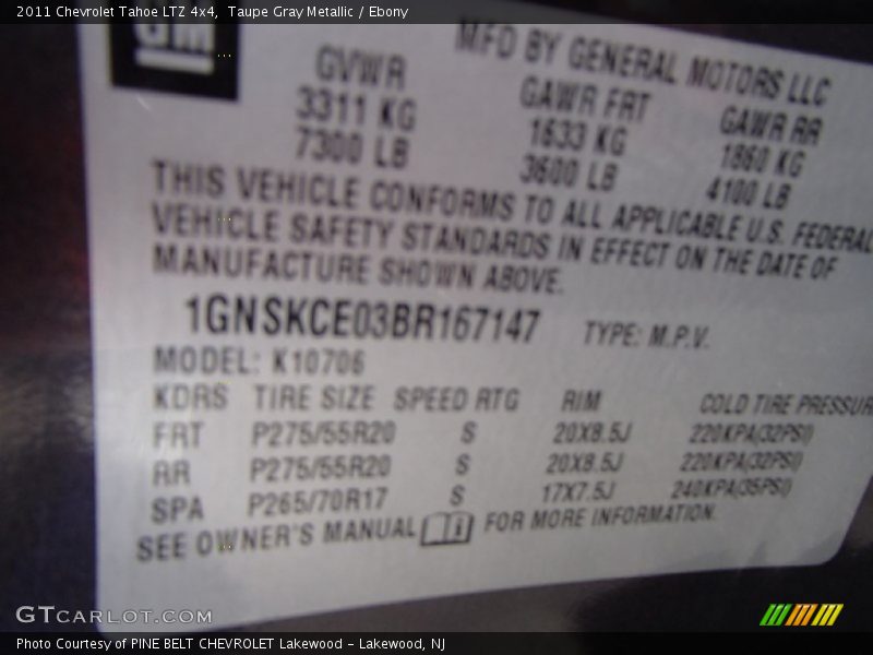 Taupe Gray Metallic / Ebony 2011 Chevrolet Tahoe LTZ 4x4