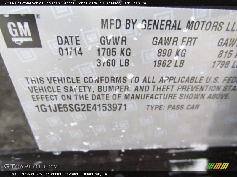 Mocha Bronze Metallic / Jet Black/Dark Titanium 2014 Chevrolet Sonic LTZ Sedan
