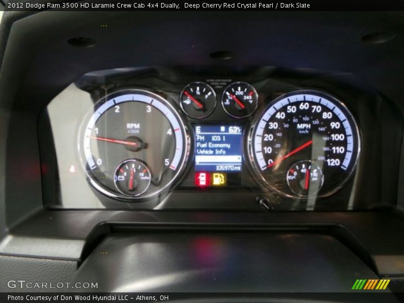 Deep Cherry Red Crystal Pearl / Dark Slate 2012 Dodge Ram 3500 HD Laramie Crew Cab 4x4 Dually