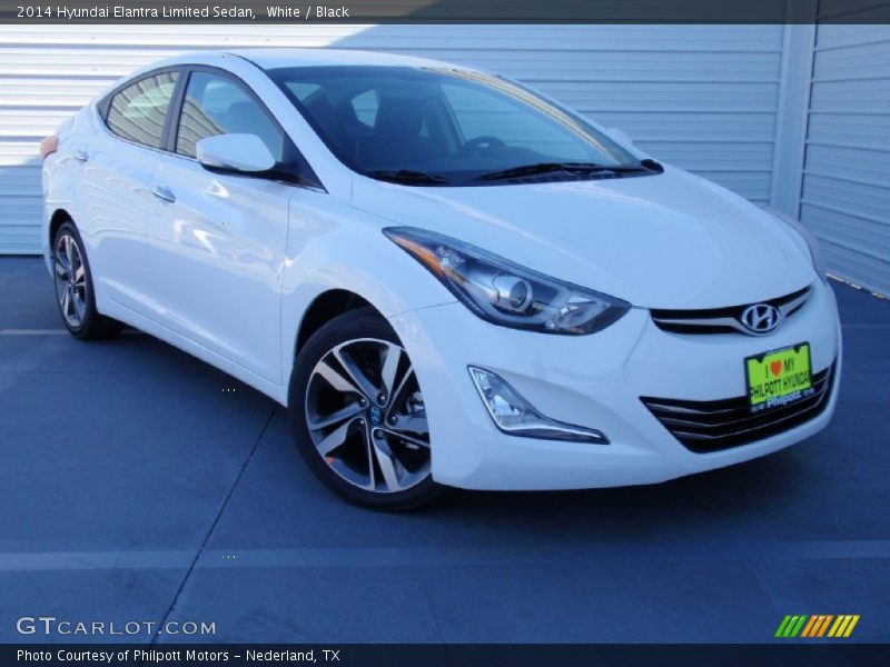 White / Black 2014 Hyundai Elantra Limited Sedan