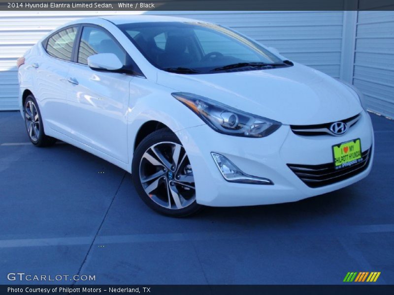 White / Black 2014 Hyundai Elantra Limited Sedan