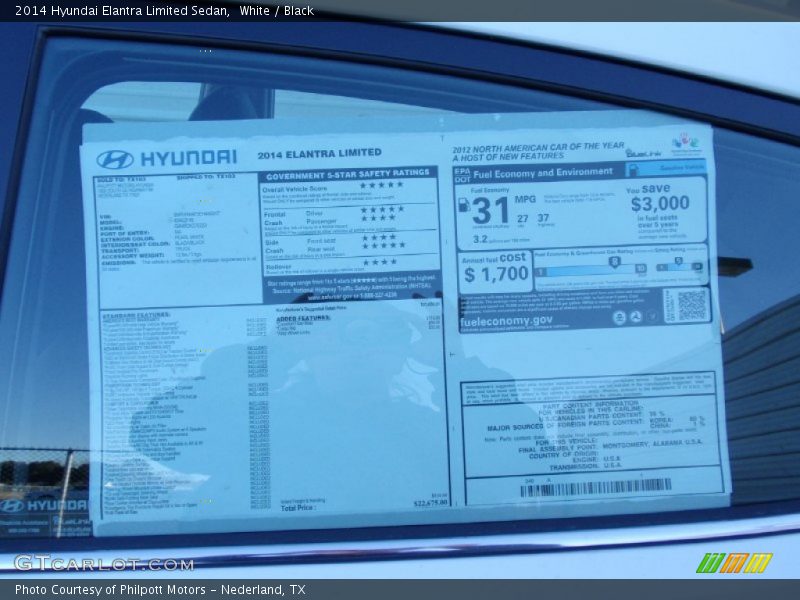  2014 Elantra Limited Sedan Window Sticker