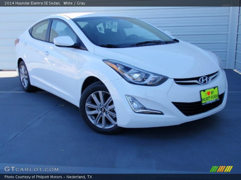 White / Gray 2014 Hyundai Elantra SE Sedan