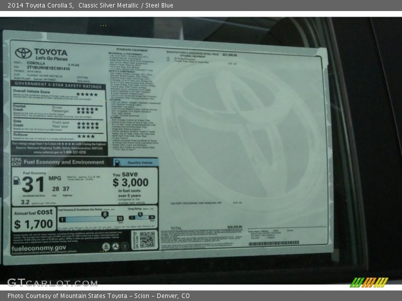 Classic Silver Metallic / Steel Blue 2014 Toyota Corolla S