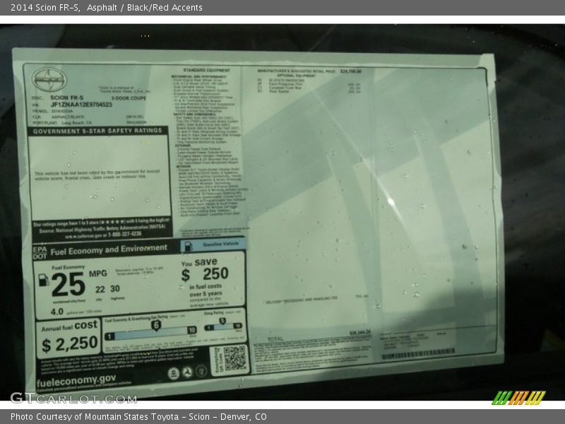  2014 FR-S  Window Sticker