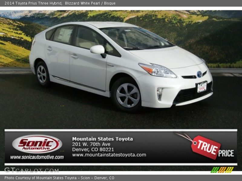 Blizzard White Pearl / Bisque 2014 Toyota Prius Three Hybrid