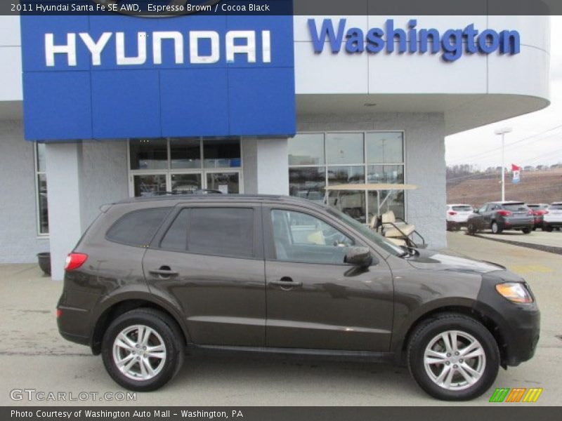 Espresso Brown / Cocoa Black 2011 Hyundai Santa Fe SE AWD