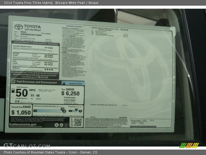 Blizzard White Pearl / Bisque 2014 Toyota Prius Three Hybrid