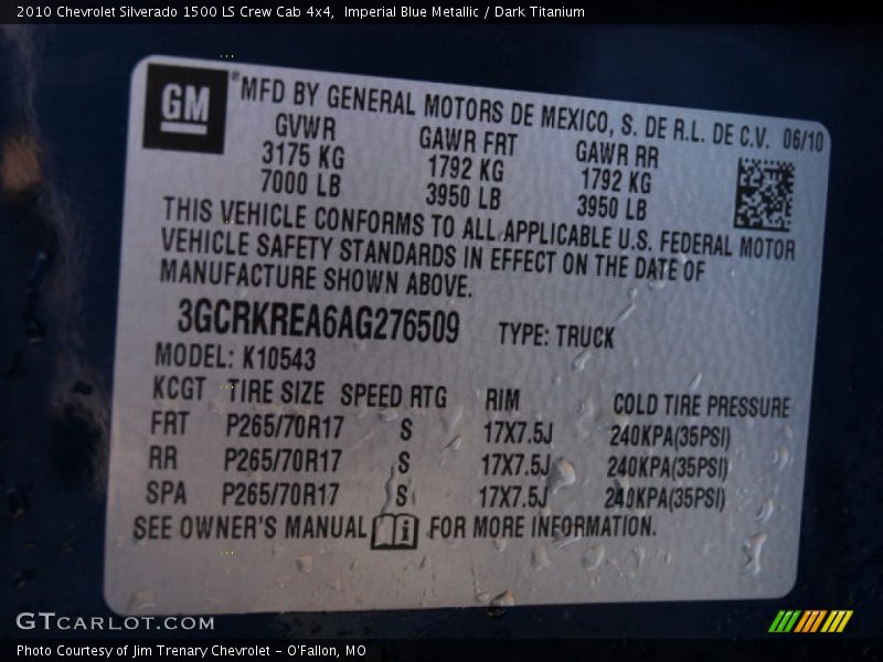 Imperial Blue Metallic / Dark Titanium 2010 Chevrolet Silverado 1500 LS Crew Cab 4x4