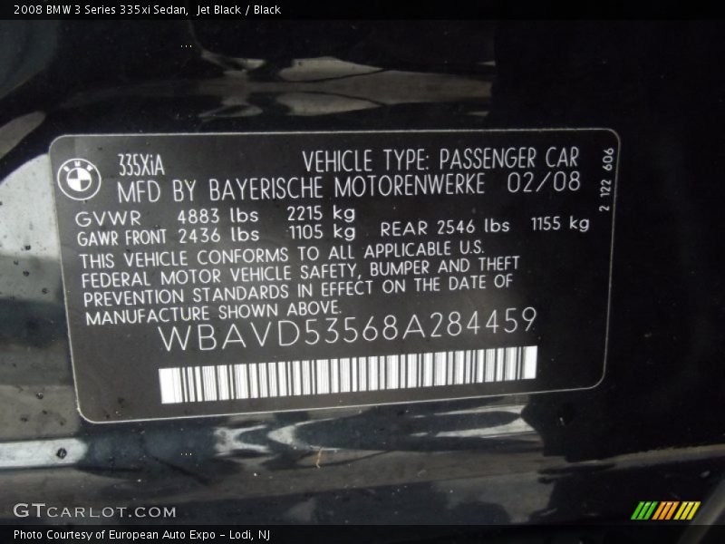 Jet Black / Black 2008 BMW 3 Series 335xi Sedan