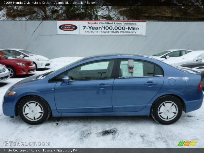 Atomic Blue Metallic / Beige 2009 Honda Civic Hybrid Sedan