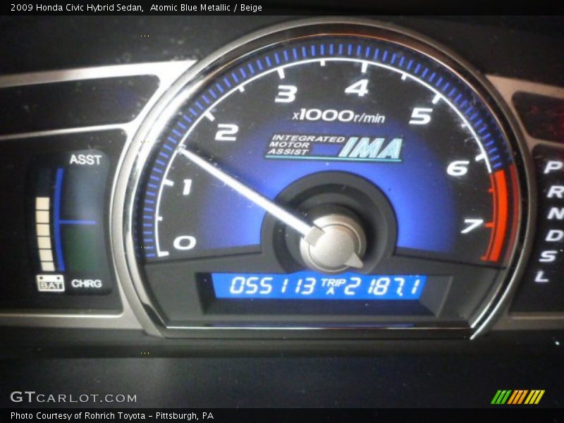 Atomic Blue Metallic / Beige 2009 Honda Civic Hybrid Sedan