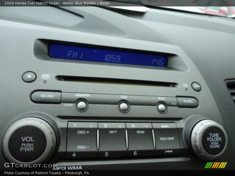 Atomic Blue Metallic / Beige 2009 Honda Civic Hybrid Sedan
