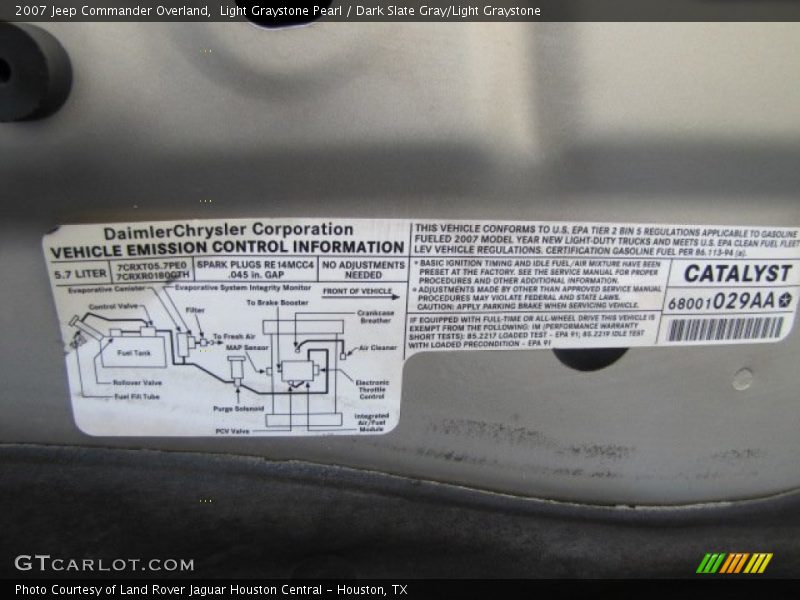 Light Graystone Pearl / Dark Slate Gray/Light Graystone 2007 Jeep Commander Overland