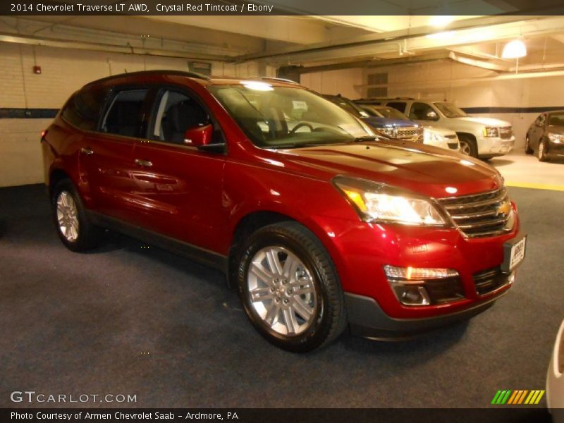 Crystal Red Tintcoat / Ebony 2014 Chevrolet Traverse LT AWD