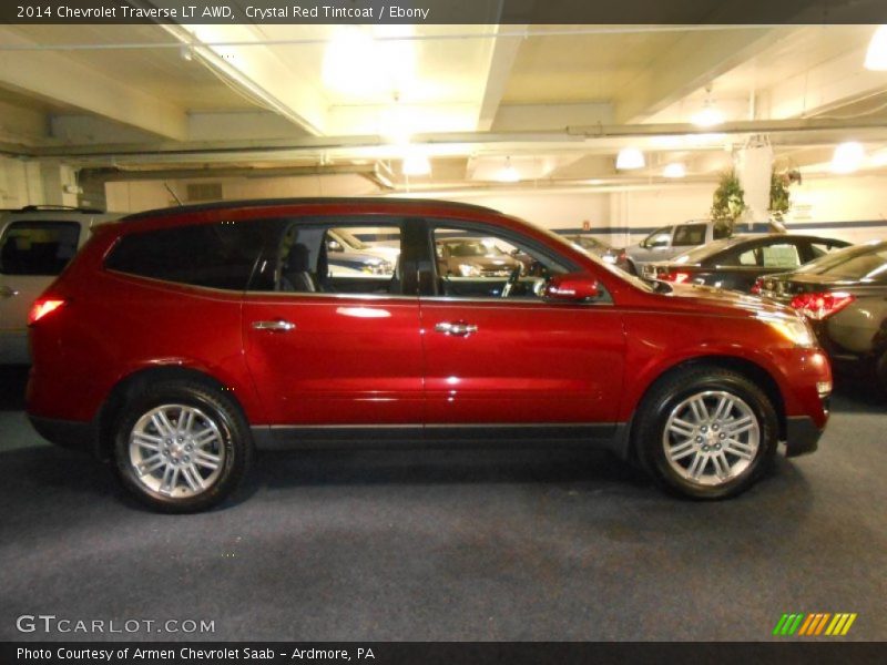 Crystal Red Tintcoat / Ebony 2014 Chevrolet Traverse LT AWD