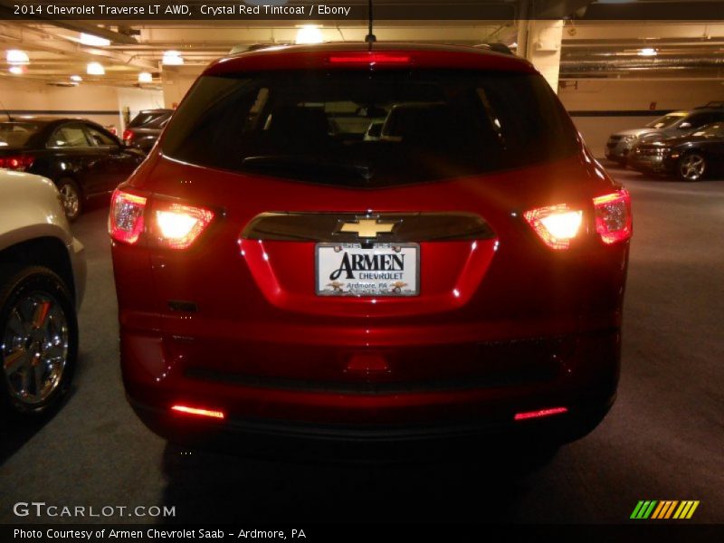 Crystal Red Tintcoat / Ebony 2014 Chevrolet Traverse LT AWD