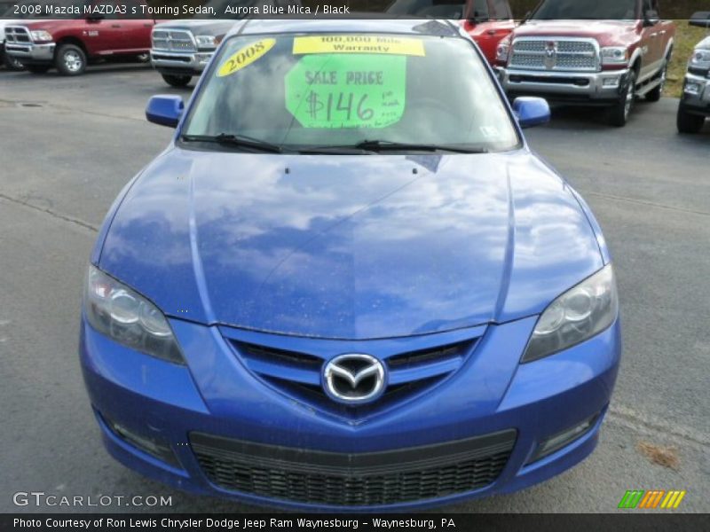 Aurora Blue Mica / Black 2008 Mazda MAZDA3 s Touring Sedan