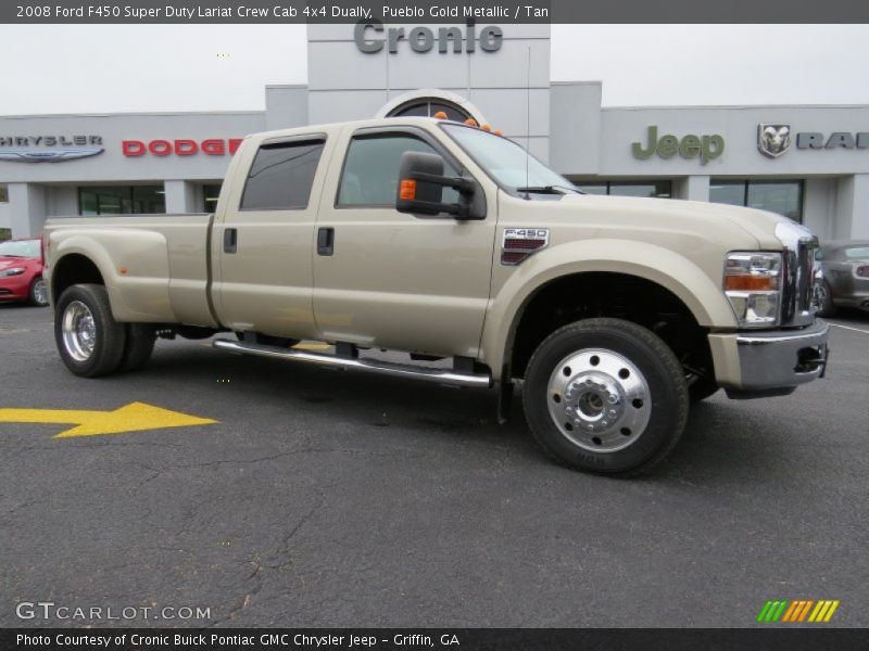 Pueblo Gold Metallic / Tan 2008 Ford F450 Super Duty Lariat Crew Cab 4x4 Dually