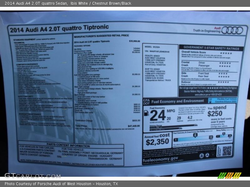 Ibis White / Chestnut Brown/Black 2014 Audi A4 2.0T quattro Sedan