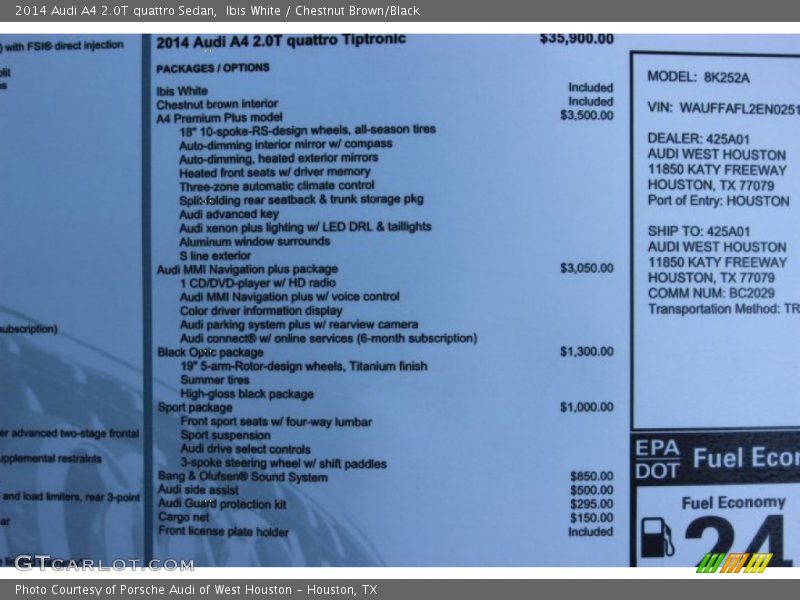 Ibis White / Chestnut Brown/Black 2014 Audi A4 2.0T quattro Sedan