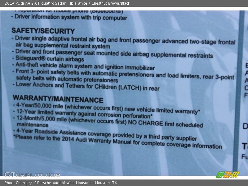 Ibis White / Chestnut Brown/Black 2014 Audi A4 2.0T quattro Sedan
