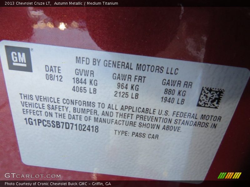 Autumn Metallic / Medium Titanium 2013 Chevrolet Cruze LT