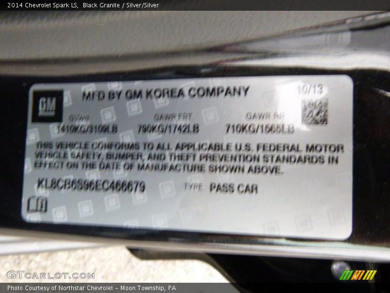 Black Granite / Silver/Silver 2014 Chevrolet Spark LS