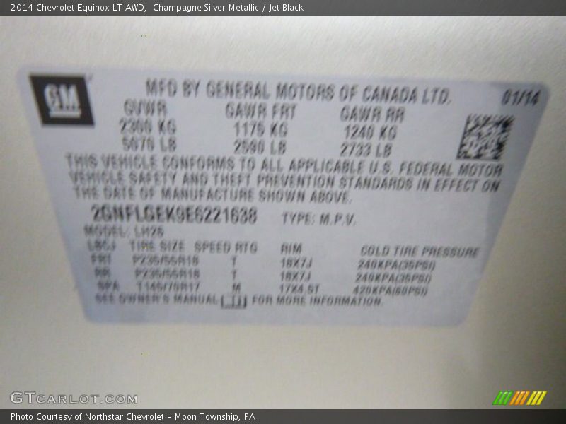 Champagne Silver Metallic / Jet Black 2014 Chevrolet Equinox LT AWD
