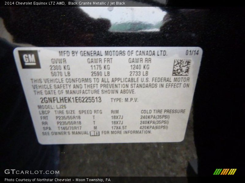 Black Granite Metallic / Jet Black 2014 Chevrolet Equinox LTZ AWD