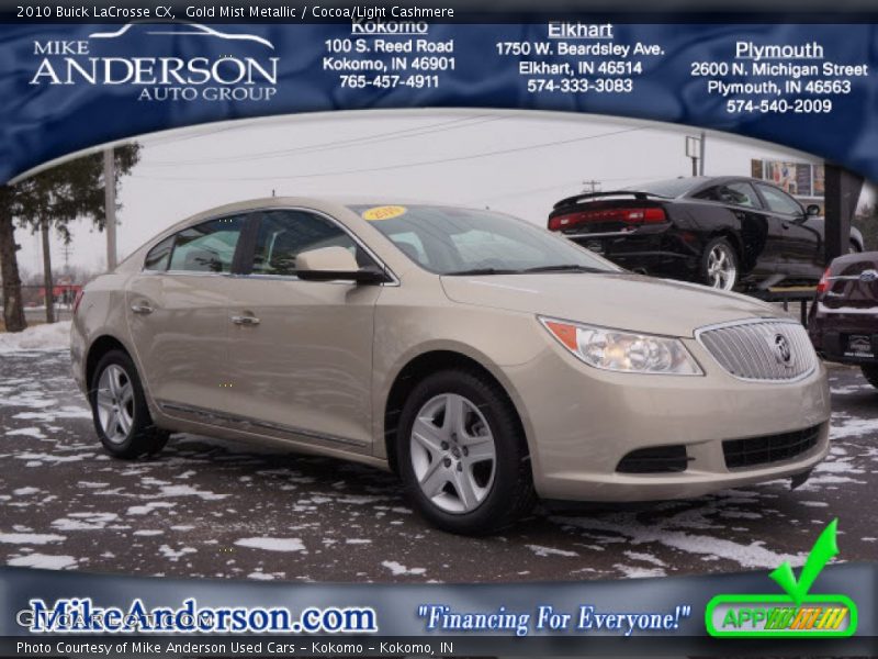 Gold Mist Metallic / Cocoa/Light Cashmere 2010 Buick LaCrosse CX