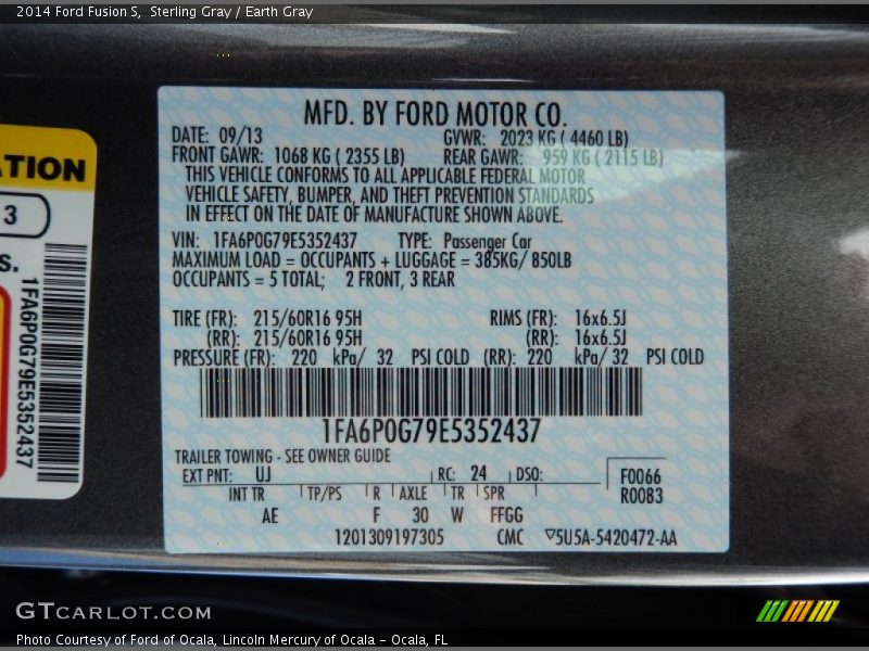 Sterling Gray / Earth Gray 2014 Ford Fusion S