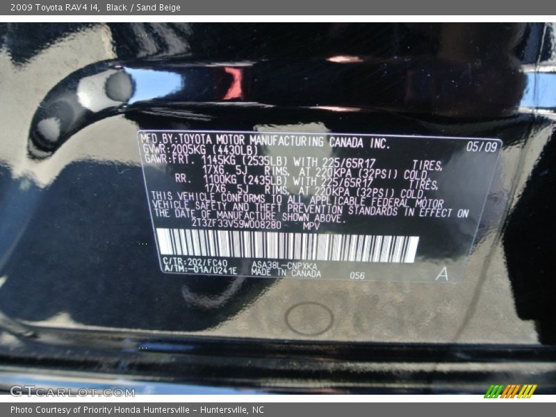 Black / Sand Beige 2009 Toyota RAV4 I4