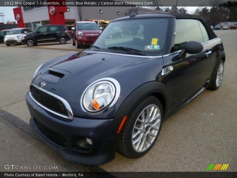 Cosmic Blue Metallic / Carbon Black Checkered Cloth 2012 Mini Cooper S Convertible