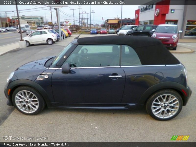 Cosmic Blue Metallic / Carbon Black Checkered Cloth 2012 Mini Cooper S Convertible