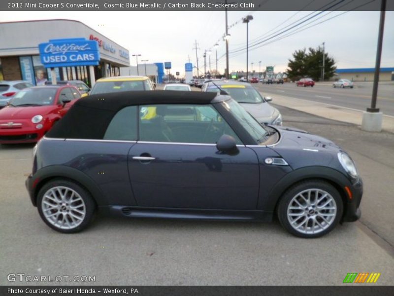Cosmic Blue Metallic / Carbon Black Checkered Cloth 2012 Mini Cooper S Convertible