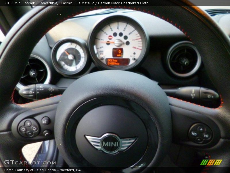 Cosmic Blue Metallic / Carbon Black Checkered Cloth 2012 Mini Cooper S Convertible