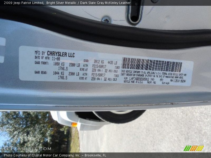 Bright Silver Metallic / Dark Slate Gray McKinley Leather 2009 Jeep Patriot Limited