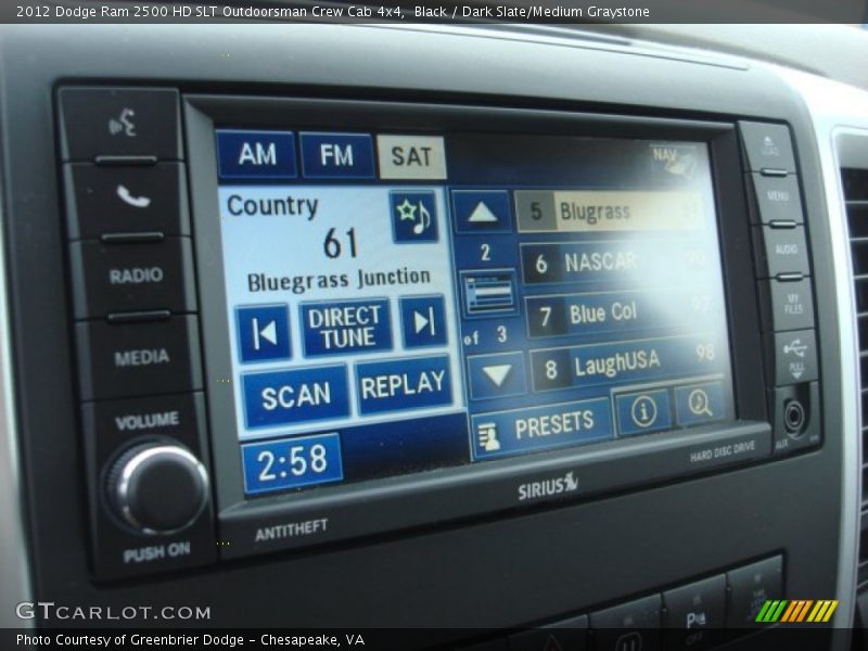 Black / Dark Slate/Medium Graystone 2012 Dodge Ram 2500 HD SLT Outdoorsman Crew Cab 4x4