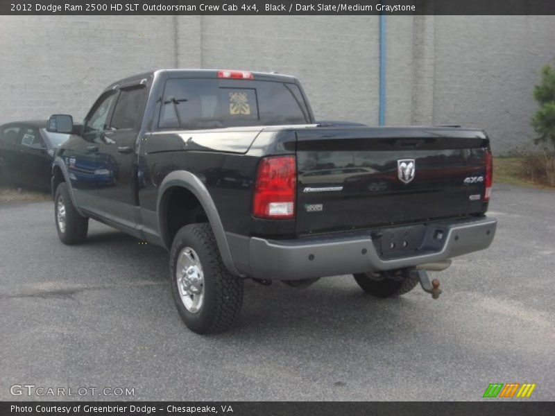 Black / Dark Slate/Medium Graystone 2012 Dodge Ram 2500 HD SLT Outdoorsman Crew Cab 4x4