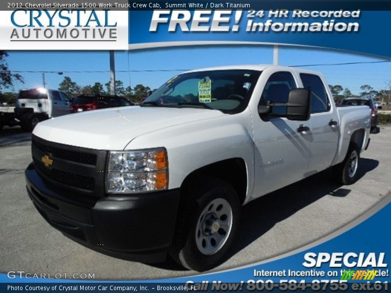 Summit White / Dark Titanium 2012 Chevrolet Silverado 1500 Work Truck Crew Cab