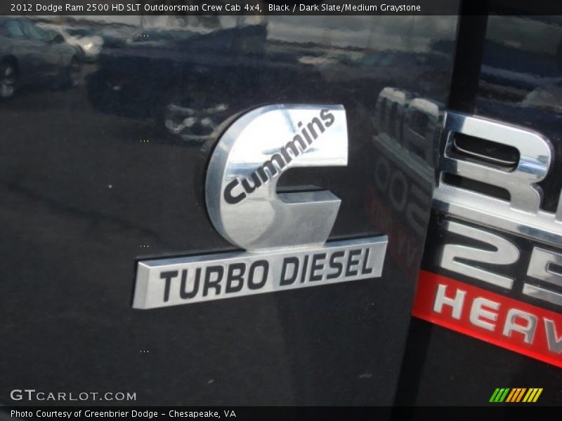 Black / Dark Slate/Medium Graystone 2012 Dodge Ram 2500 HD SLT Outdoorsman Crew Cab 4x4
