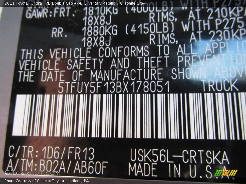 Silver Sky Metallic / Graphite Gray 2011 Toyota Tundra TRD Double Cab 4x4