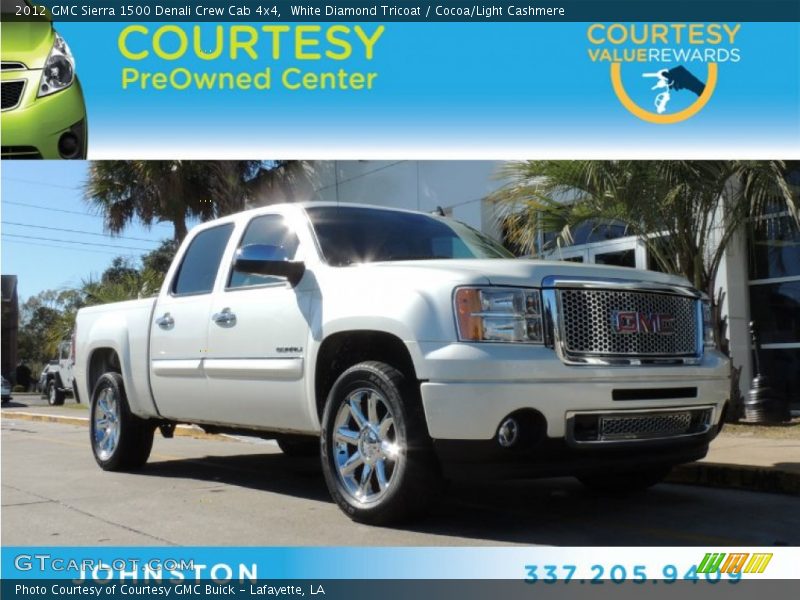 White Diamond Tricoat / Cocoa/Light Cashmere 2012 GMC Sierra 1500 Denali Crew Cab 4x4