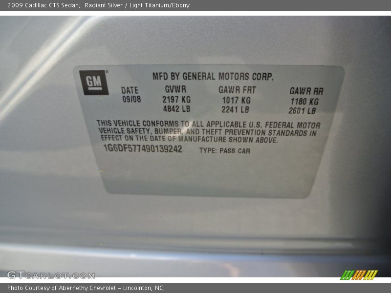 Radiant Silver / Light Titanium/Ebony 2009 Cadillac CTS Sedan