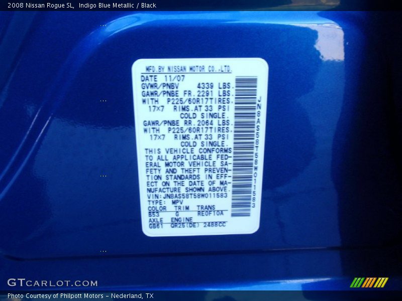 Indigo Blue Metallic / Black 2008 Nissan Rogue SL