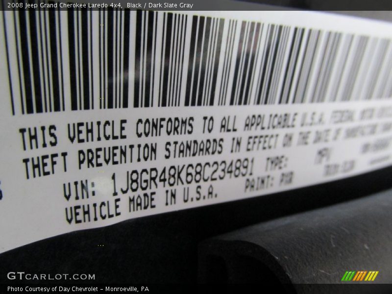 Black / Dark Slate Gray 2008 Jeep Grand Cherokee Laredo 4x4