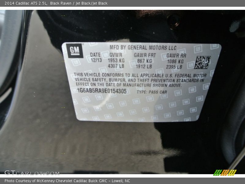 Black Raven / Jet Black/Jet Black 2014 Cadillac ATS 2.5L